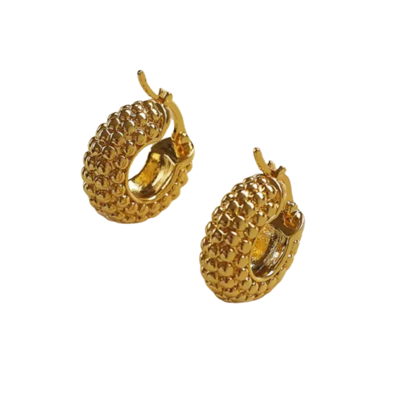 Sophisticated Uniquely Textured Gold Huggie Hoop Earrings - Ella Moore