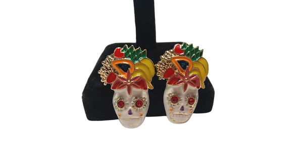 Vibrant Enamel Colorful Skull Earrings - Ella Moore