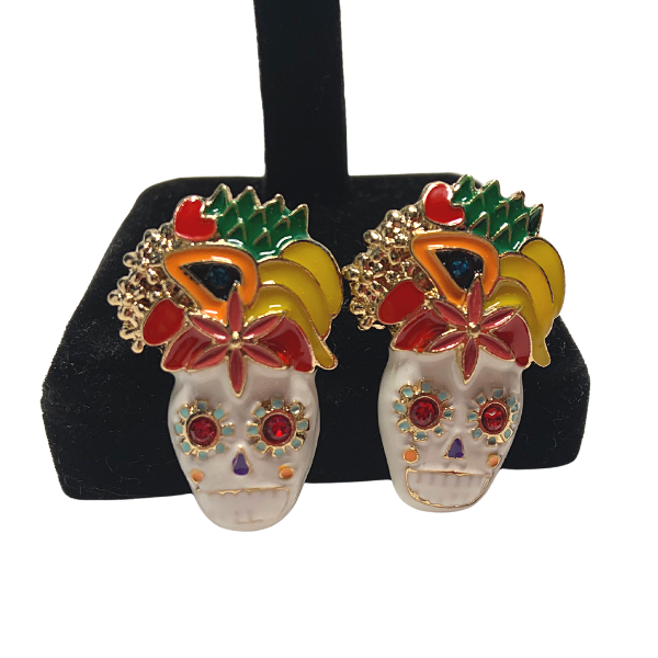 Vibrant Enamel Colorful Skull Earrings - Ella Moore 