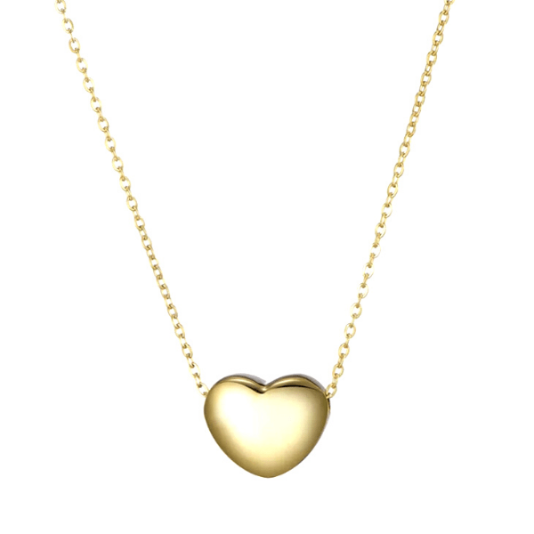 Simple Elegant Petite Puff Stainless Steel Heart Necklace