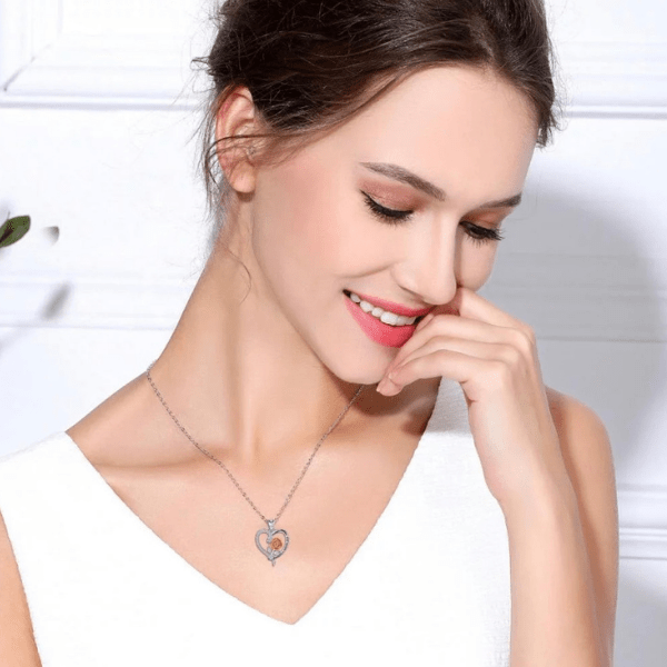 "You Are Were I Belong" Rose Sterling Silver Heart Necklace - Ella Moore